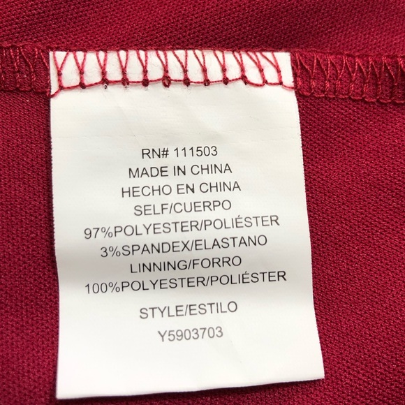 Luxology Fit & Flare Red Dress w/Black Overlay & Bell Sleeves - Picture 9 of 10